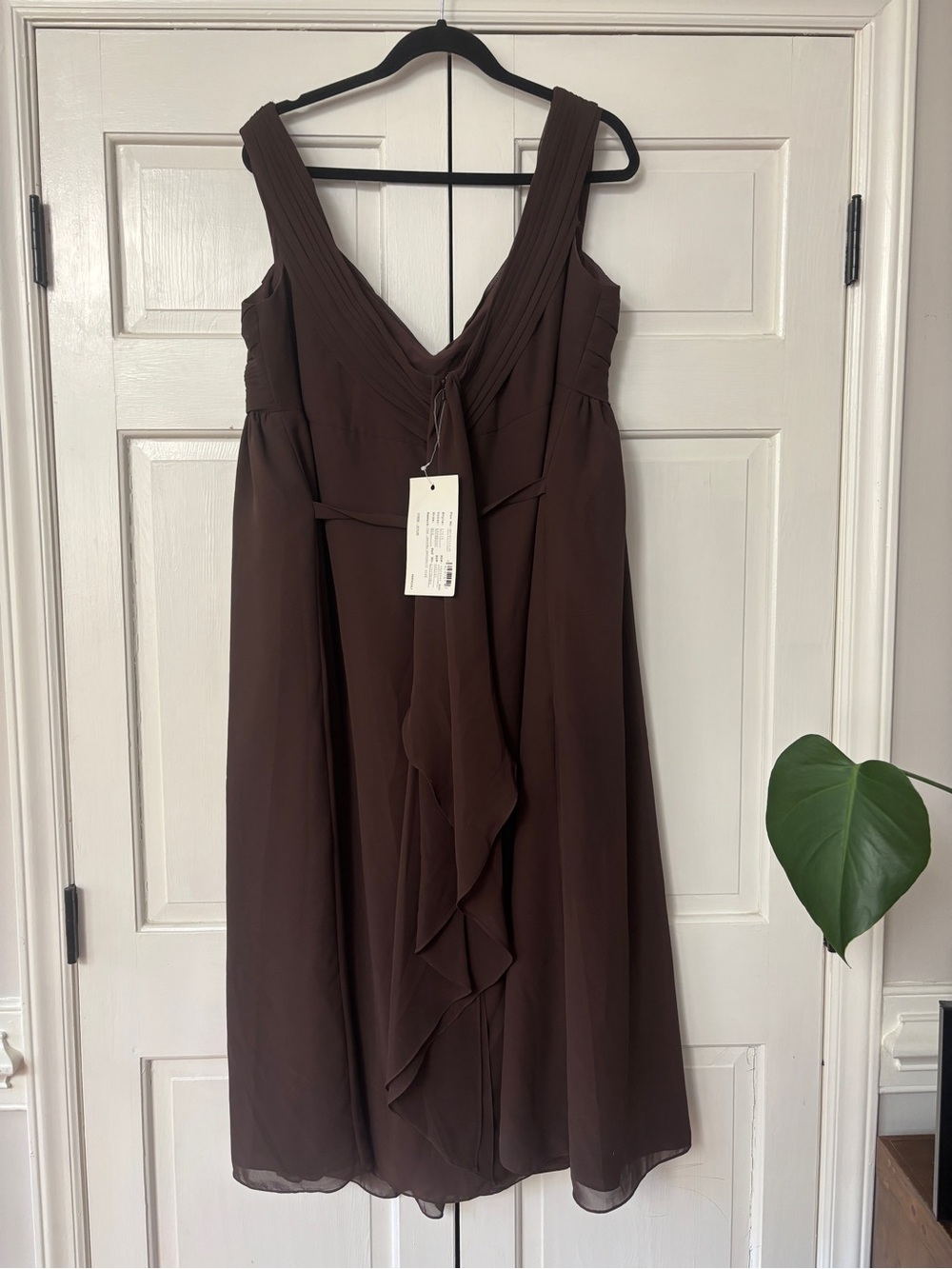 Belsoie Chiffon Criss Cross Brown V-Neck Sleeveless Midi Dress Maternity Size 20 - Picture 6 of 7